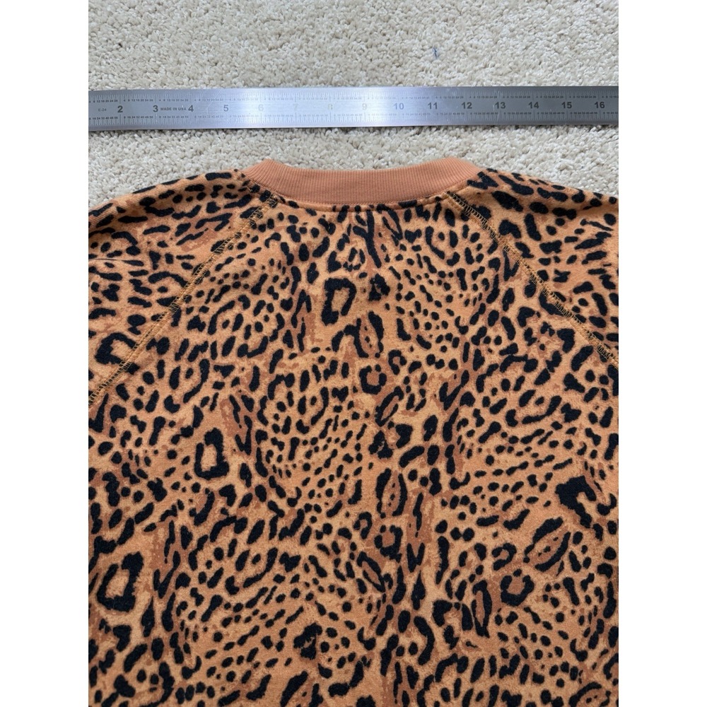 Billabong Sun Shrunk Cheetah‎ Leopard Print Raglan Crewneck Sweatshirt Size Med - Picture 13 of 16